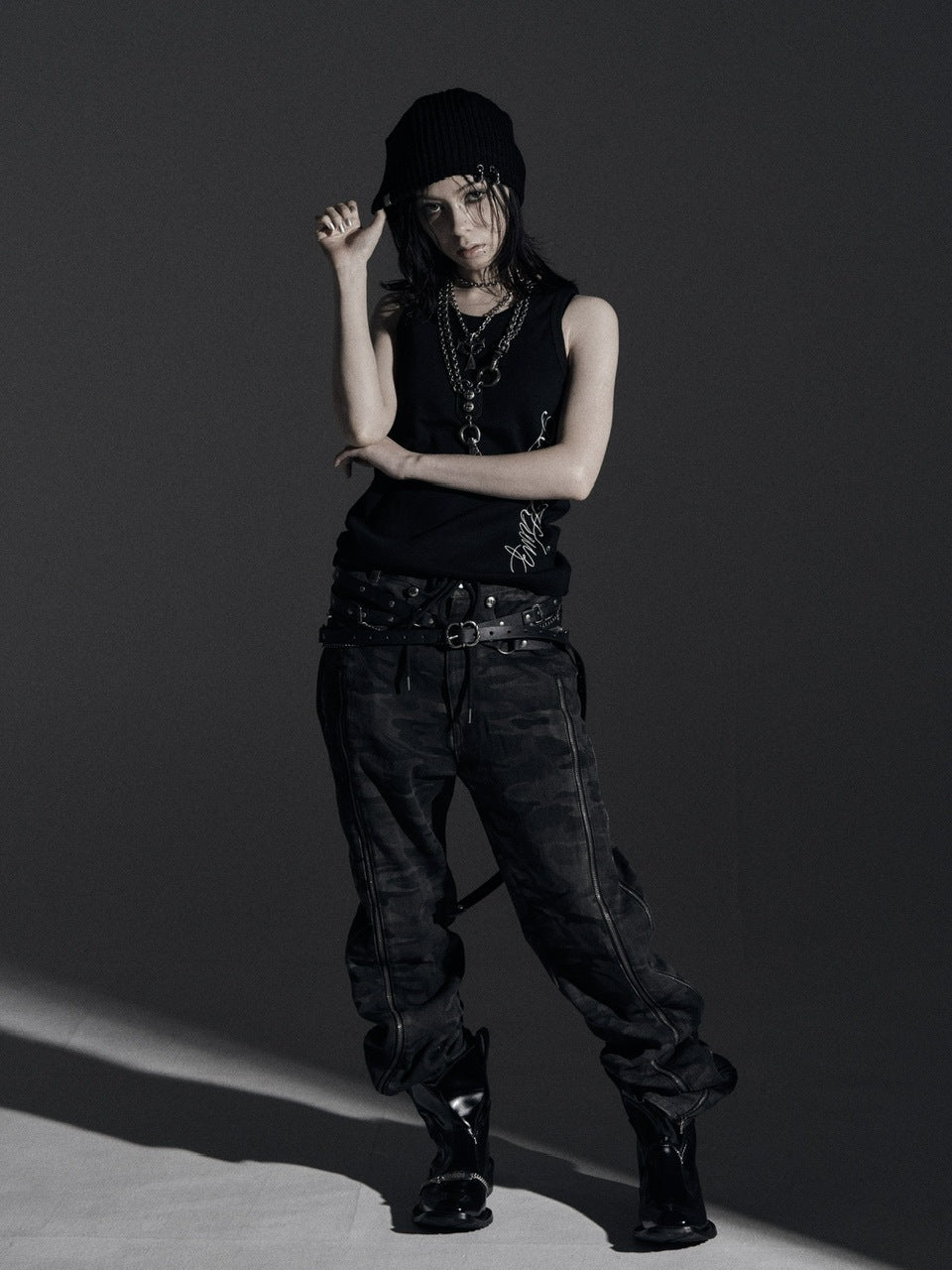 【Rosen Kreuz】ZIP WIDE BAGGY PANTS