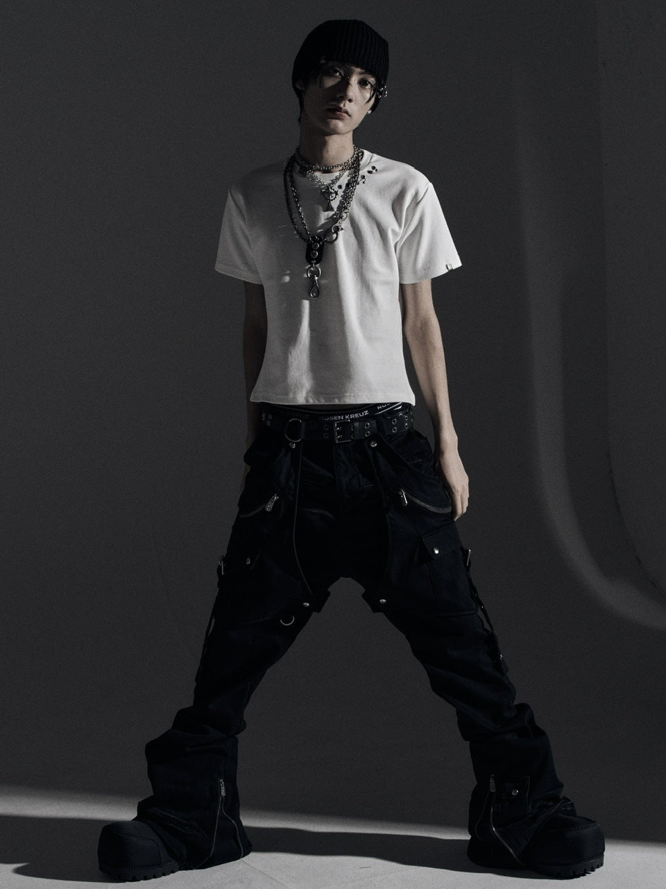 【Rosen Kreuz】SIDE BELT DOCKING FLARE PANTS