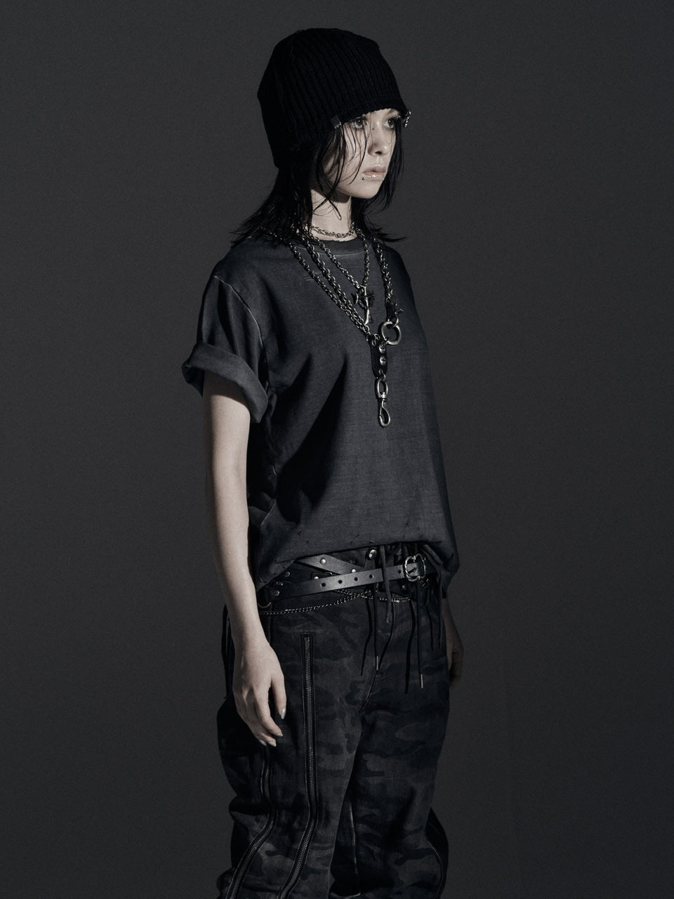 【Rosen Kreuz】BOXY FIT LAYERED DAMAGE TEE
