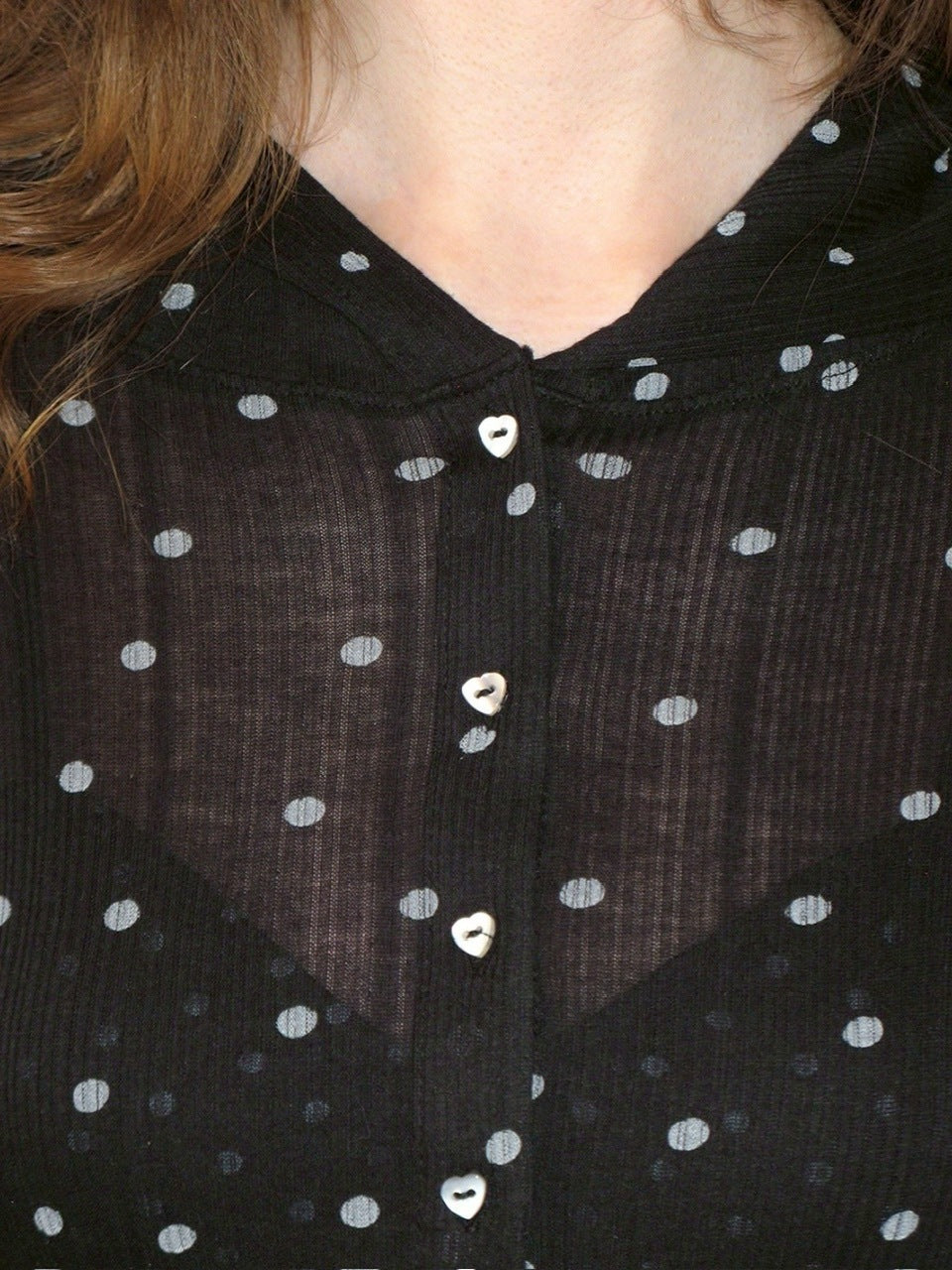 【CRANK】DOT FRILL SHEER HOOD CARDIGAN