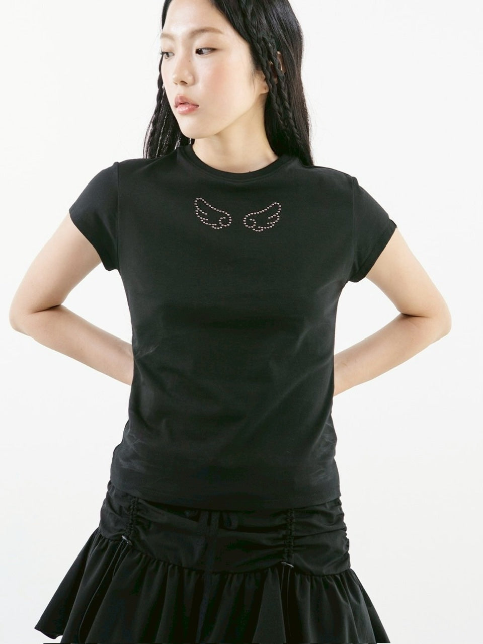 【TUOMIO】ANGEL STUD BABY T-SHIRT / 【トゥオミオ】エンジェルスタッズベイビー半袖Tシャツ