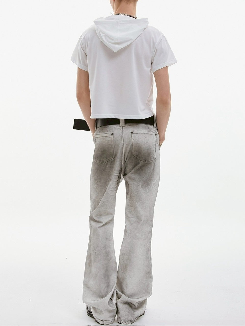 【ESC STUDIO】quadruple shaky hoodie / 【イーエスシーステュディオ】クアドルプルシャイキーロゴフード付き半袖Tシャツ