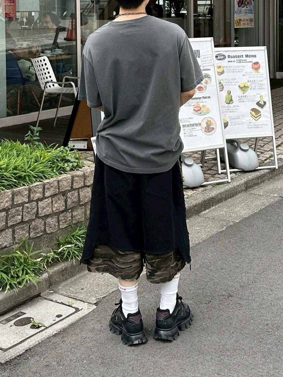 受注制【Chikashitsu +】layered camouflage bermuda pants / 【チカシツプラス】レイヤードカモフラージュバミューダパンツ (2color)