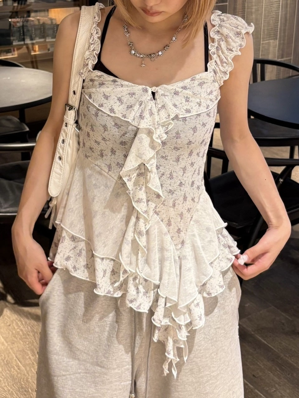 【CHERRYQUIRI】misty ruffle layered sleeveless