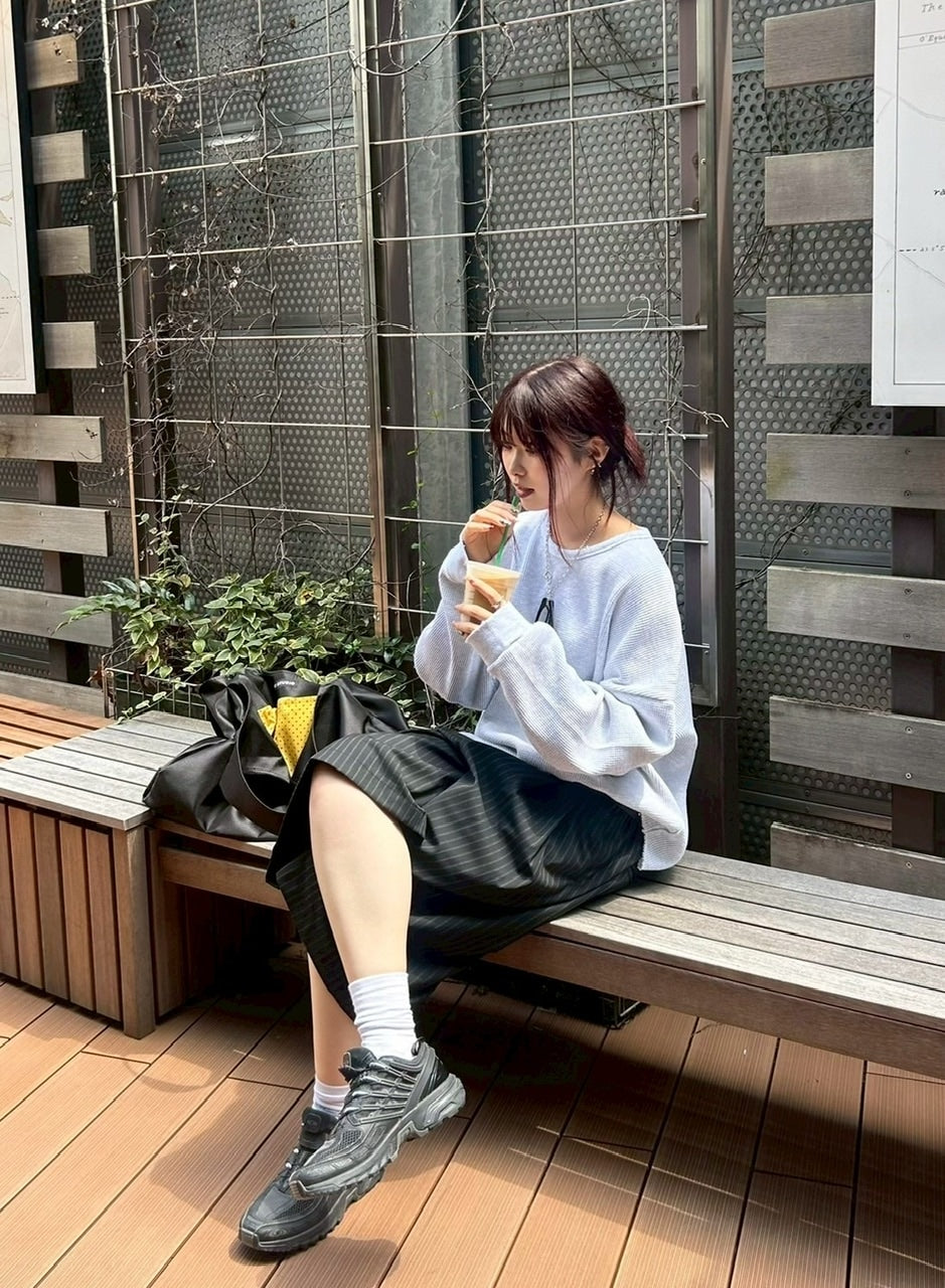 東京店WEB限定受注制【Chikashitsu +】damage waffle long sleeve tee / 【チカシツプラス】ダメージワッフル長袖Tシャツ (2color)