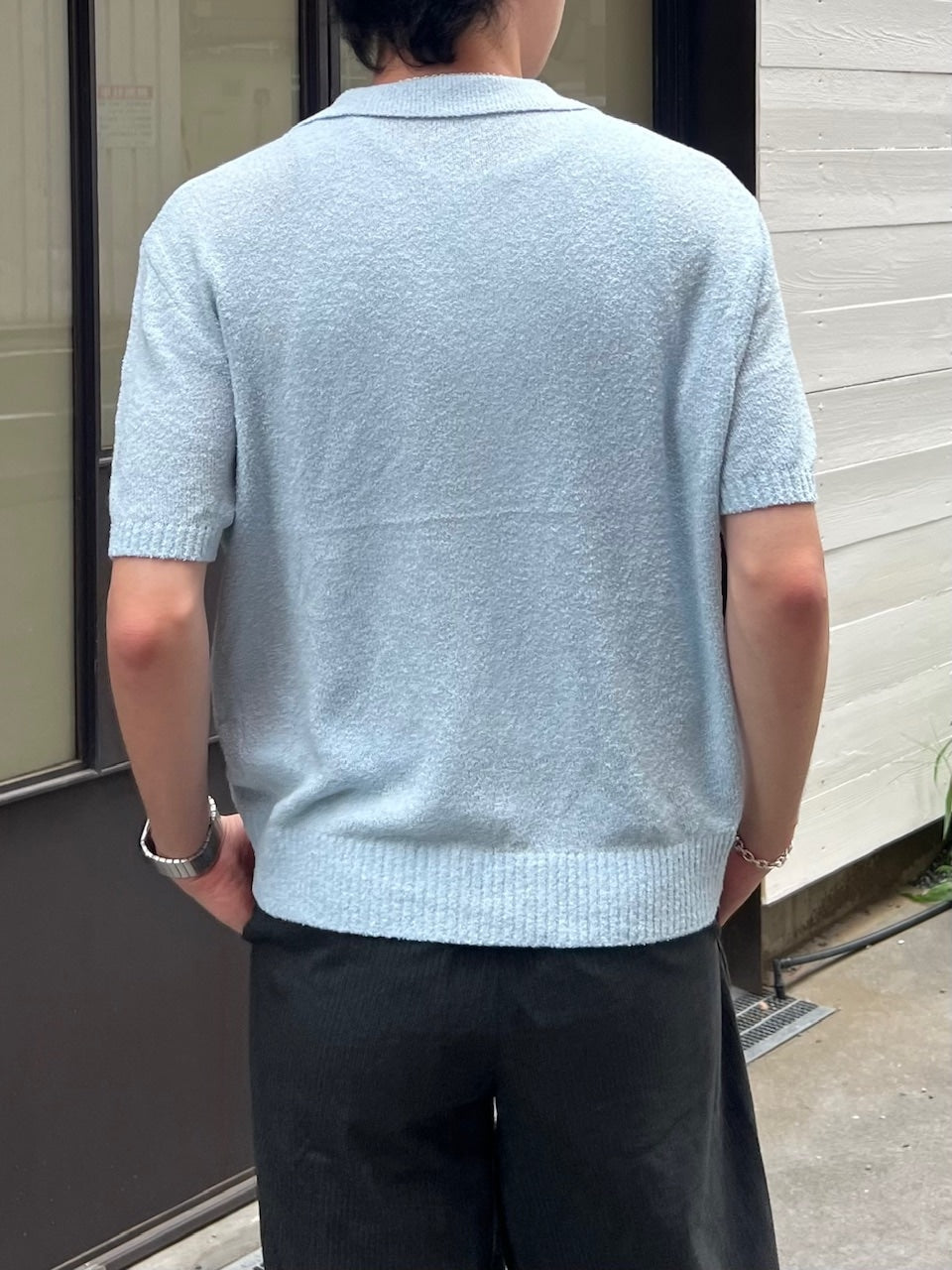 東京店WEB限定受注制【Chikashitsu +】boucle knit polo cardigan (2color) / 【チカシツプラス】ブークレニットポロカーディガン (2color)