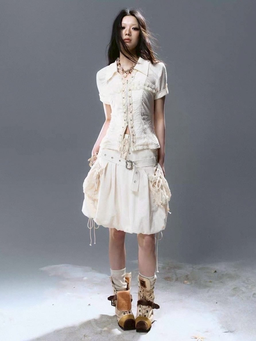 【Cest Nous】Petal Skirt / 【セヌー】ベルトポケットバルーンスカート