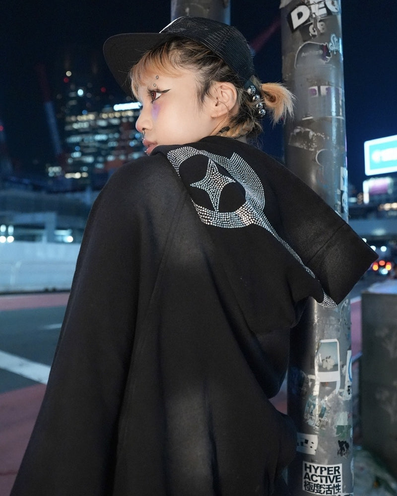 【NMTXU】rhinestone design zip parka / 【エヌエムティーエックスユー】ラインストーンデザインダブルジップパーカー