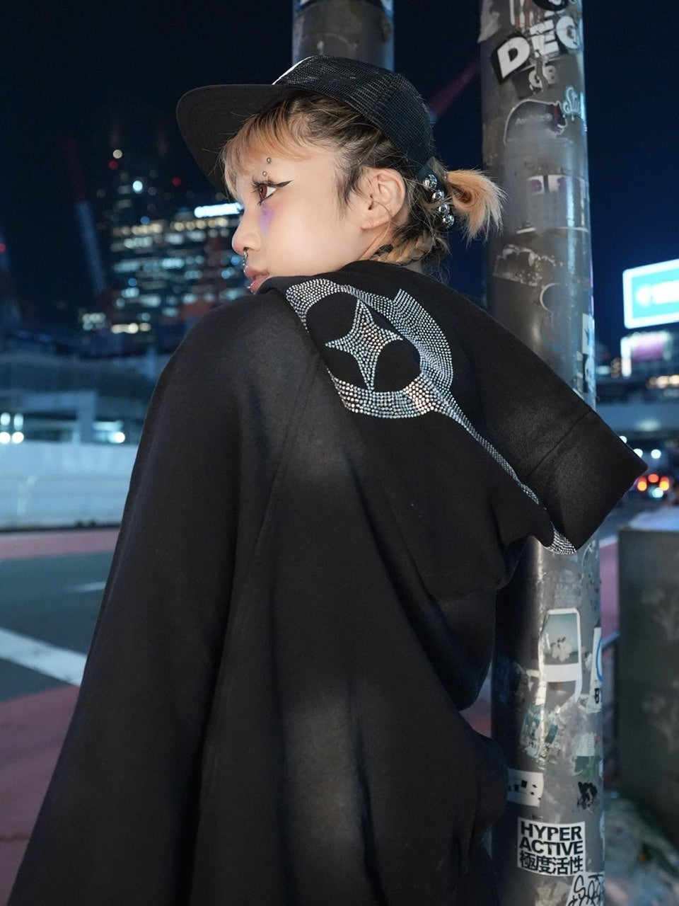 【NMTXU】rhinestone design zip parka / 【エヌエムティーエックスユー】ラインストーンデザインダブルジップパーカー