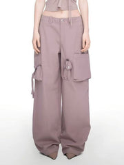 【NACHE】STRAP WIDE CARGO PANTS (UNISEX)