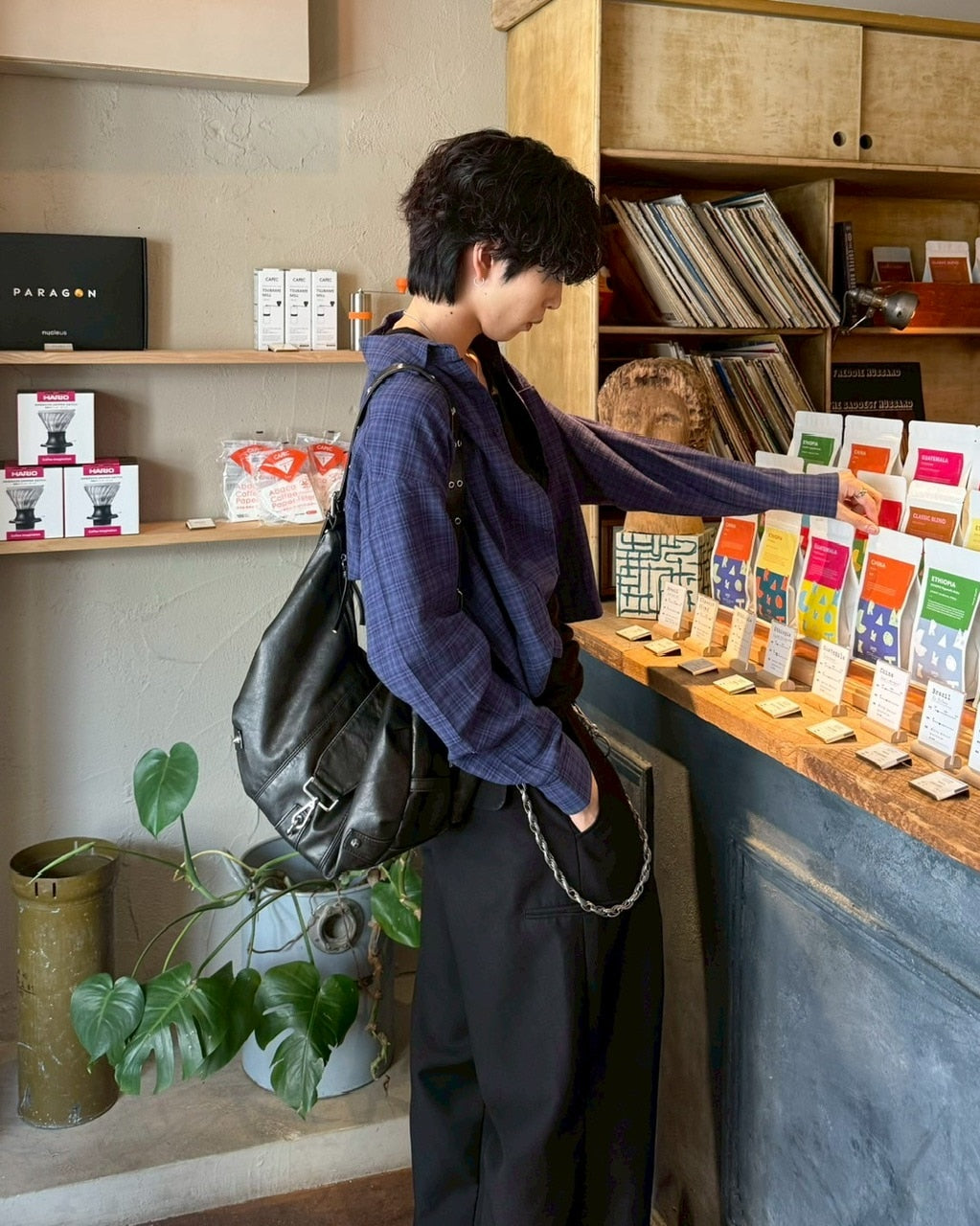 大阪店WEB限定受注制【Chikashitsu +】urban cropped check shirt