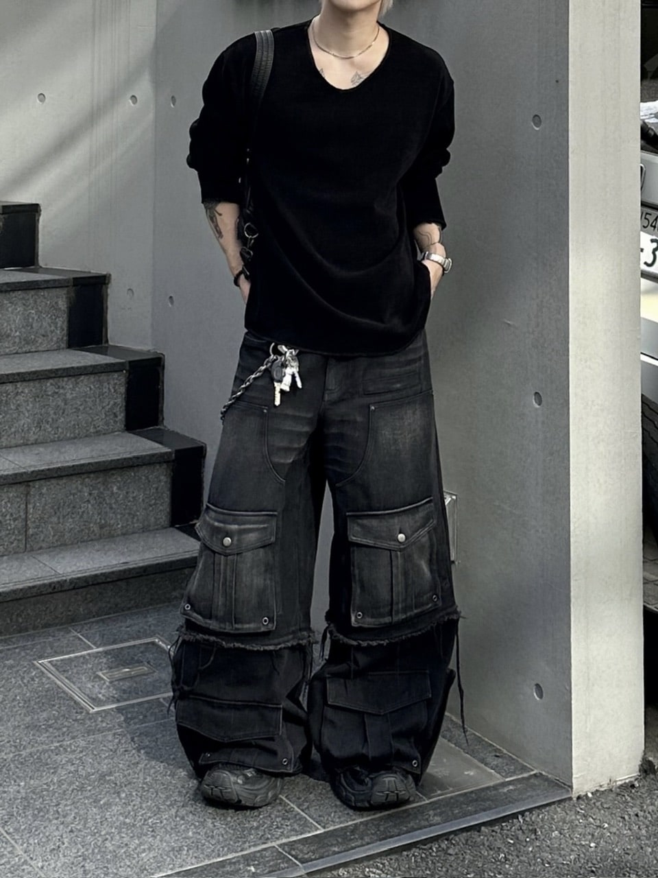 大阪店WEB限定受注制【Chikashitsu +】simple deck v neck knit / 【チカシツプラス】シンプルデッキブイネックニット (3color)