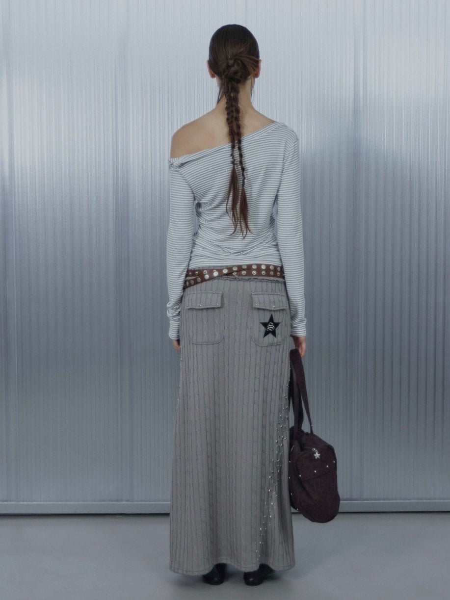 【SETUP‐EXE】33 STRIPE V-NECK TOP / 【セットアップエグゼ】33ストライプ長袖Ｖネック長袖Ｔシャツ