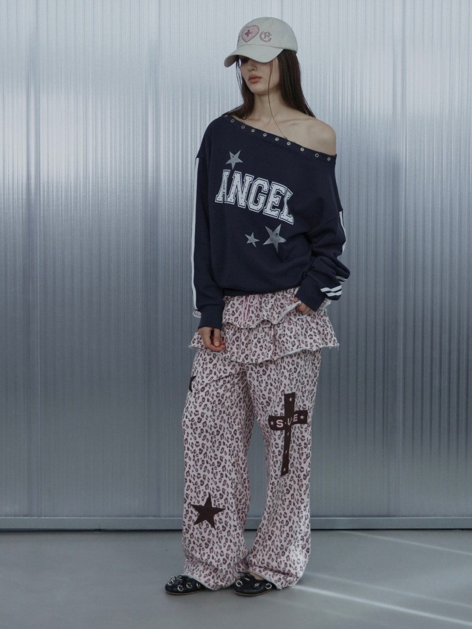 【SETUP‐EXE】FRILL LEOPARD PRINT PANTS / 【セットアップエグゼ】フリルレオパードプリントスウェットパンツ