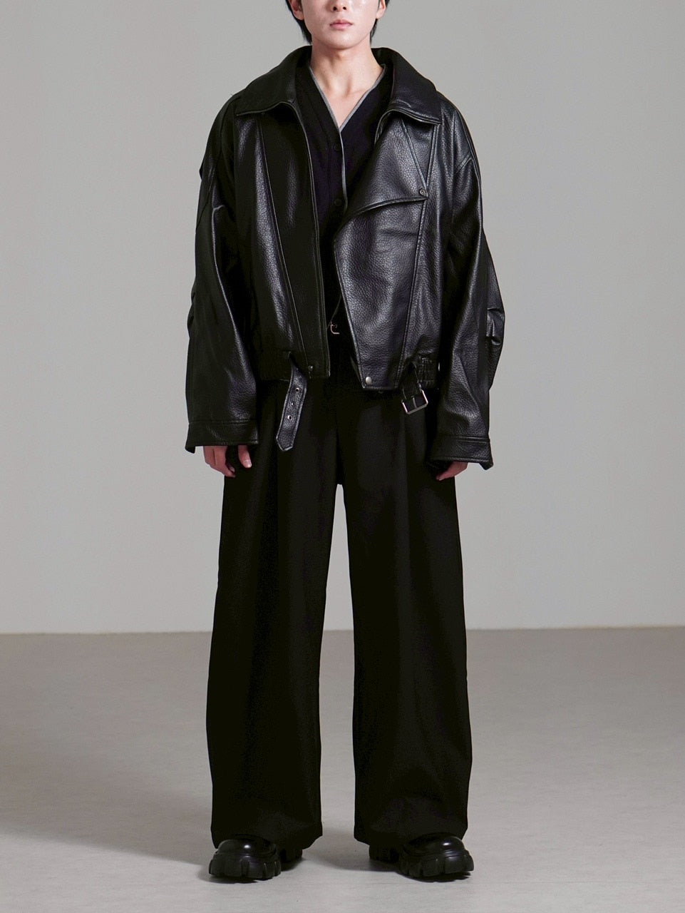 受注制【Chikashitsu +】high neck non-leather bomber jacket / 【チカシツプラス】ハイネックノンレザーボンバージャケット (2color)