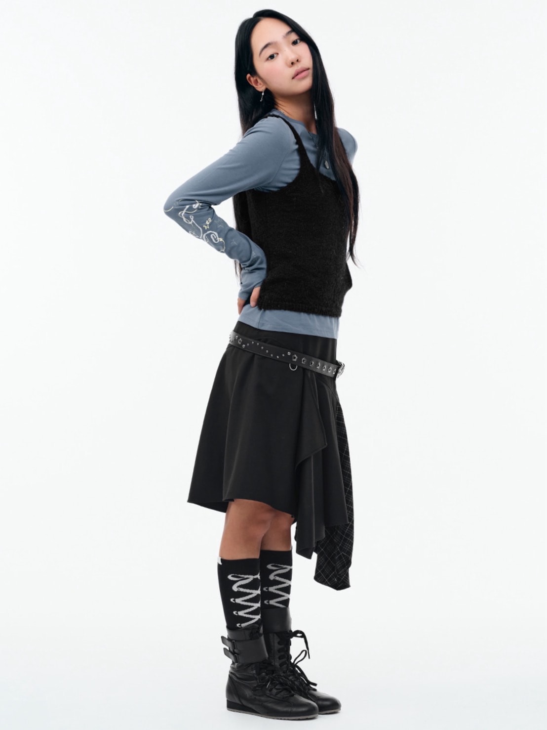 【TUOMIO】LAYERED ASYMMETRIC SKIRT / 【トゥオミオ】レイヤードアシンメトリースカート