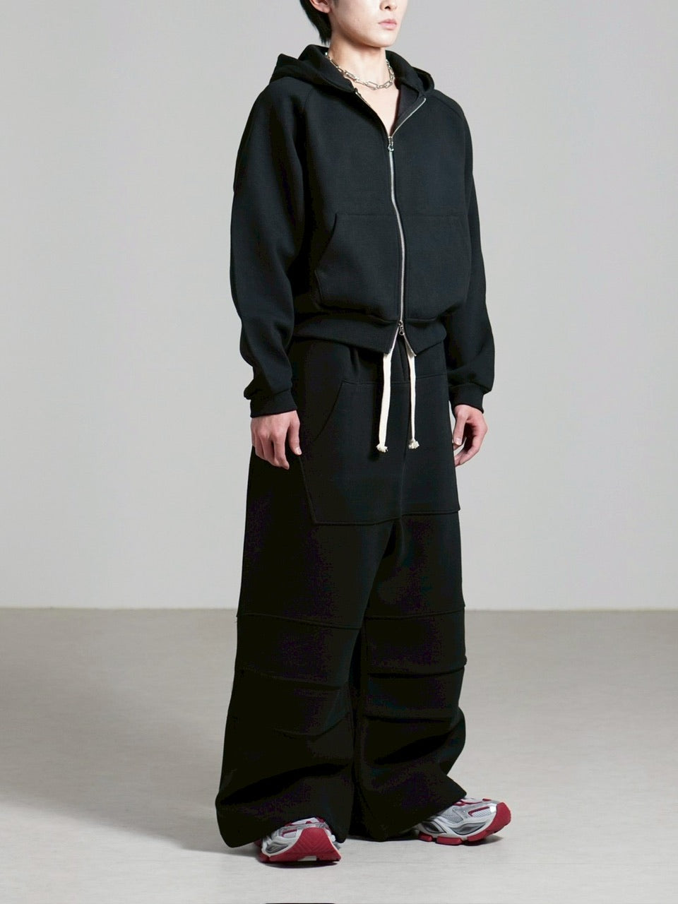 受注制【Chikashitsu +】heavy weight cotton design sweat pants / 【チカシツプラス】ヘビーウェイトコットンデザインスウェットパンツ (3color)