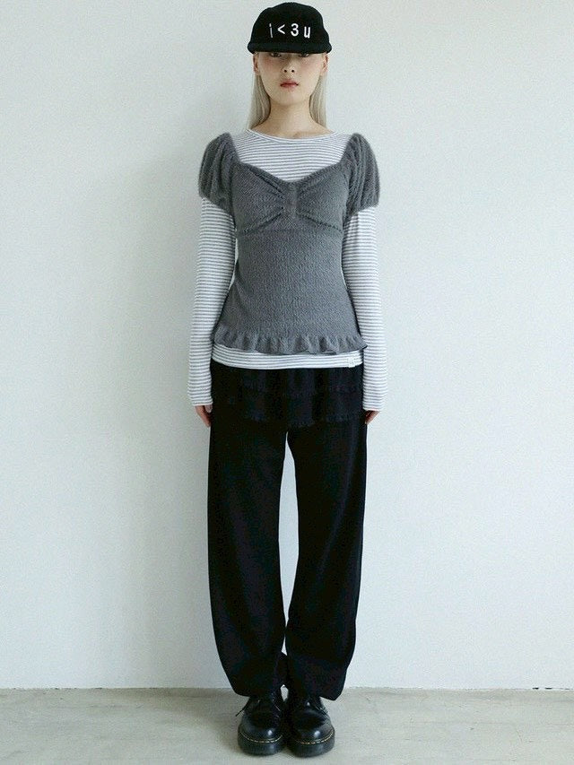 12/21 20:00 発売【Uglyshadow】SOFT SHIRRING T-SHIRT