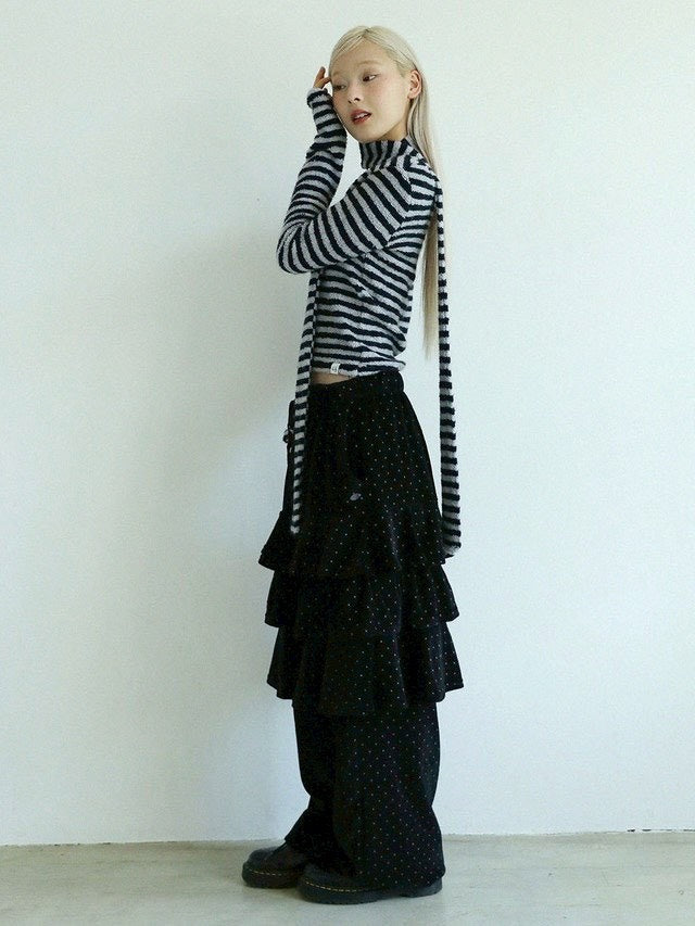 12/21 20:00 発売【Uglyshadow】DOT VELVET CANCAN MIDI SKIRT PANTS