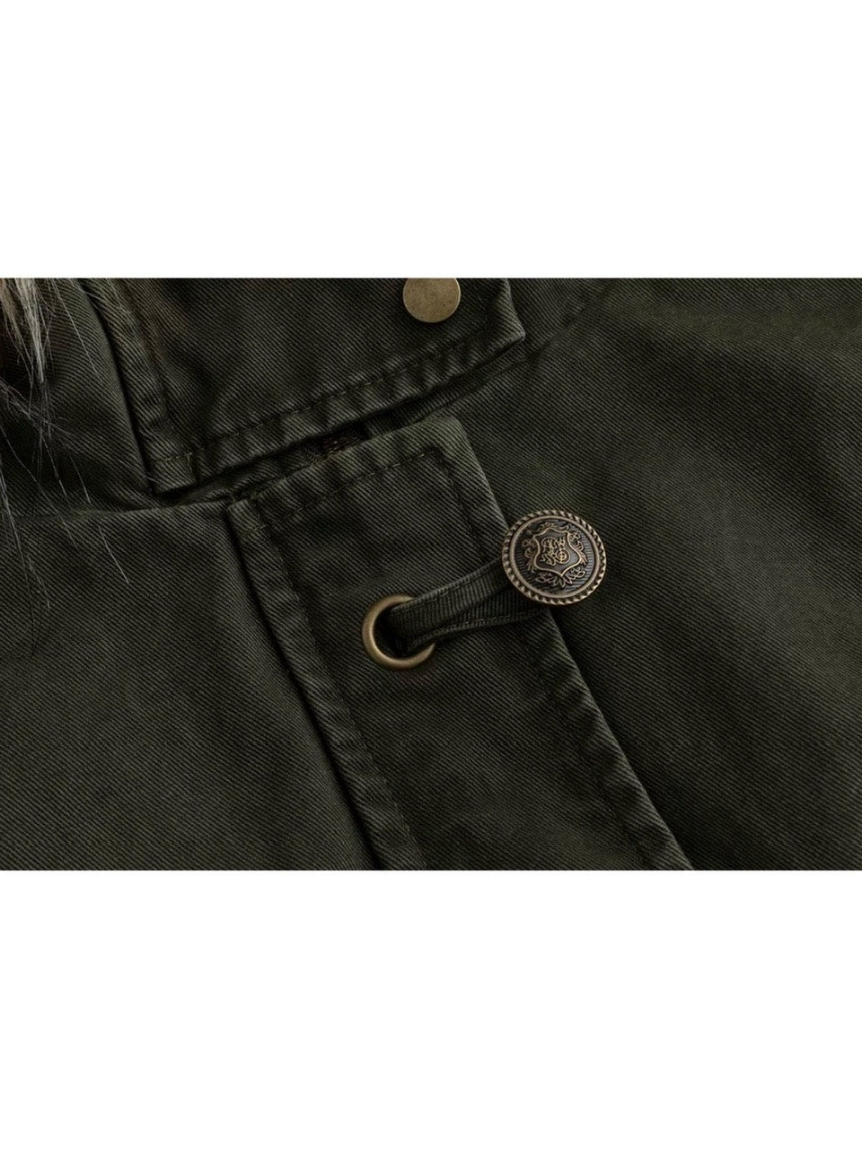 【Cest Nous】Military green washed jacket / 【セヌー】ファーフードミリタリージャケット
