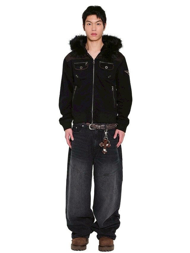 【AAKAM】Fur Camo Contrast Jacket