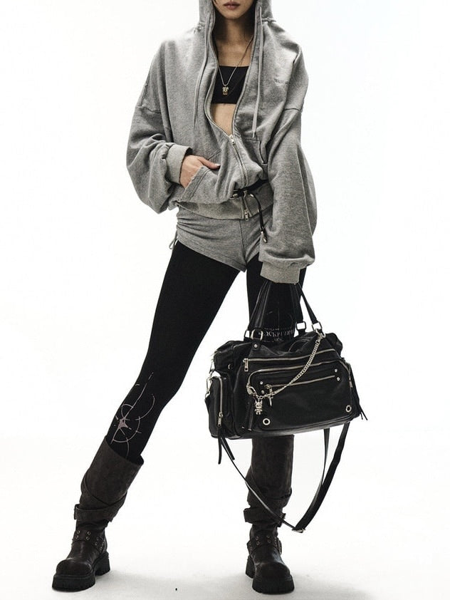 【BLACK PURPLE】Shadow Loop Zip-Up Hoodie