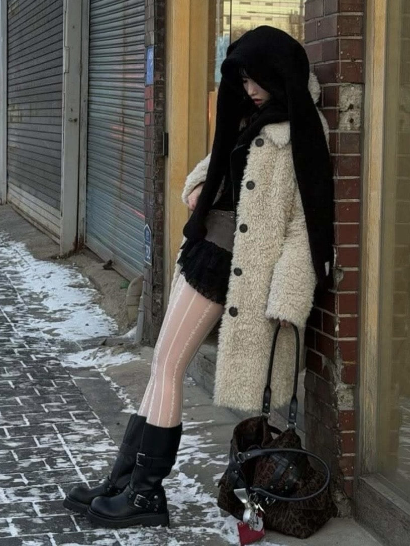 【BLACK PURPLE】 Crease Wide Boots