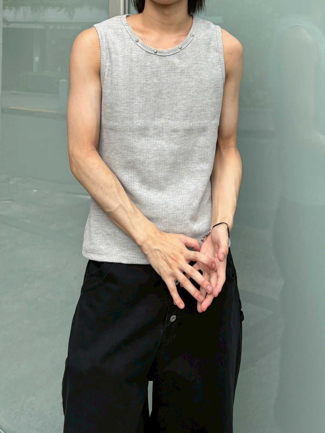 6/19 20:00発売 受注制【nmtc+】Studded Rib Tank Top (3color)