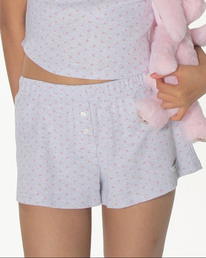 【CRANK】BUTTON FLOWER SHORTS
