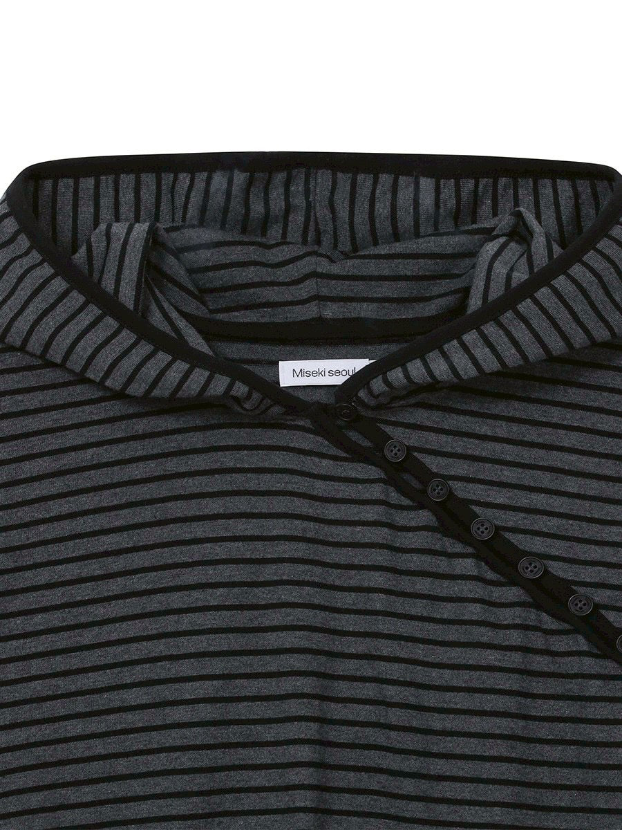 【Miseki seoul】Diagonal button Layered hoodie