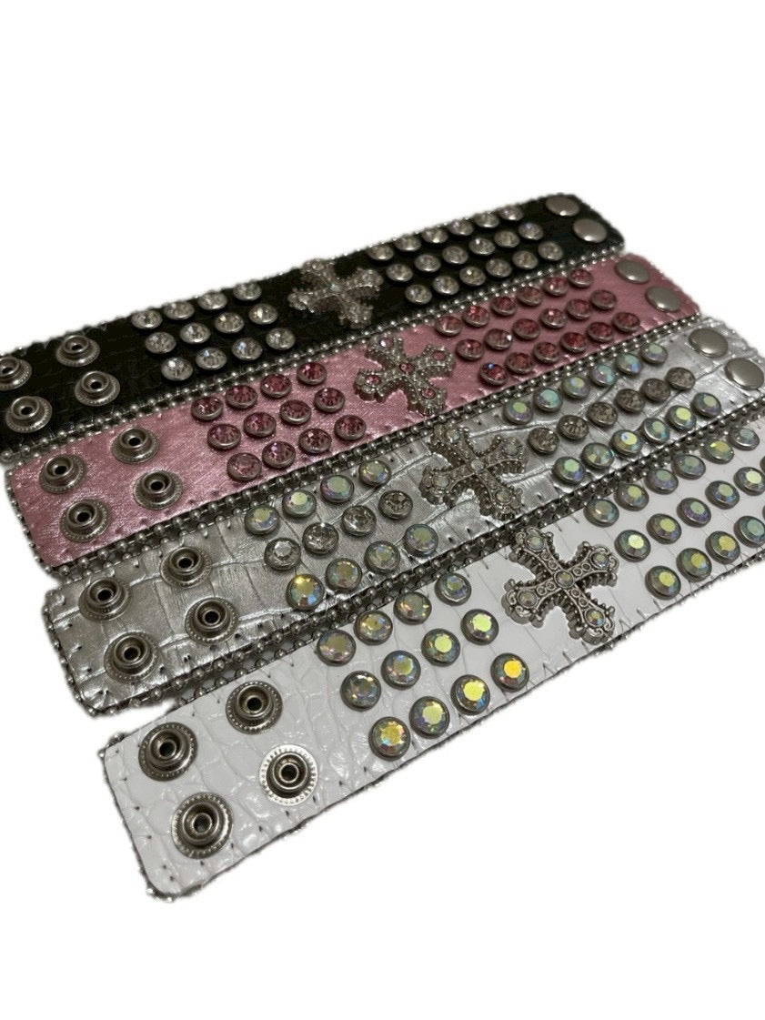 7/11 20:00発売 国際配送【BABY09】cross rhinestone bracelet (4color)