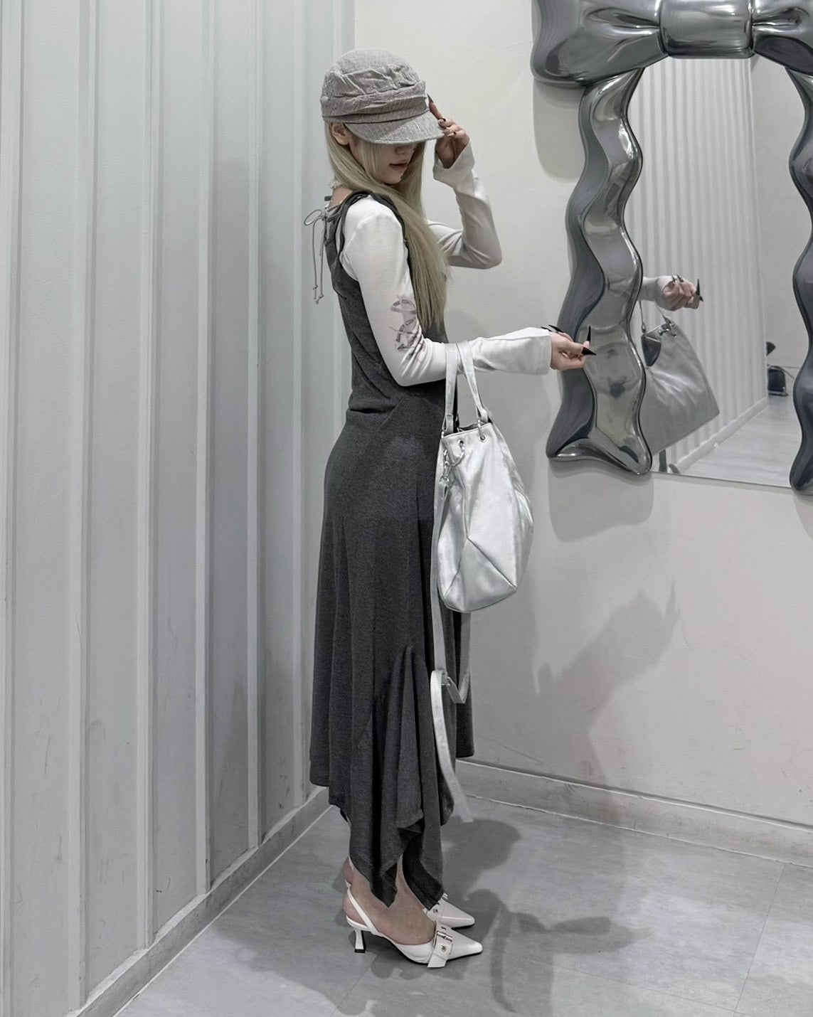 受注制【nmtc+】Curve Layered Long Skirt (2color)