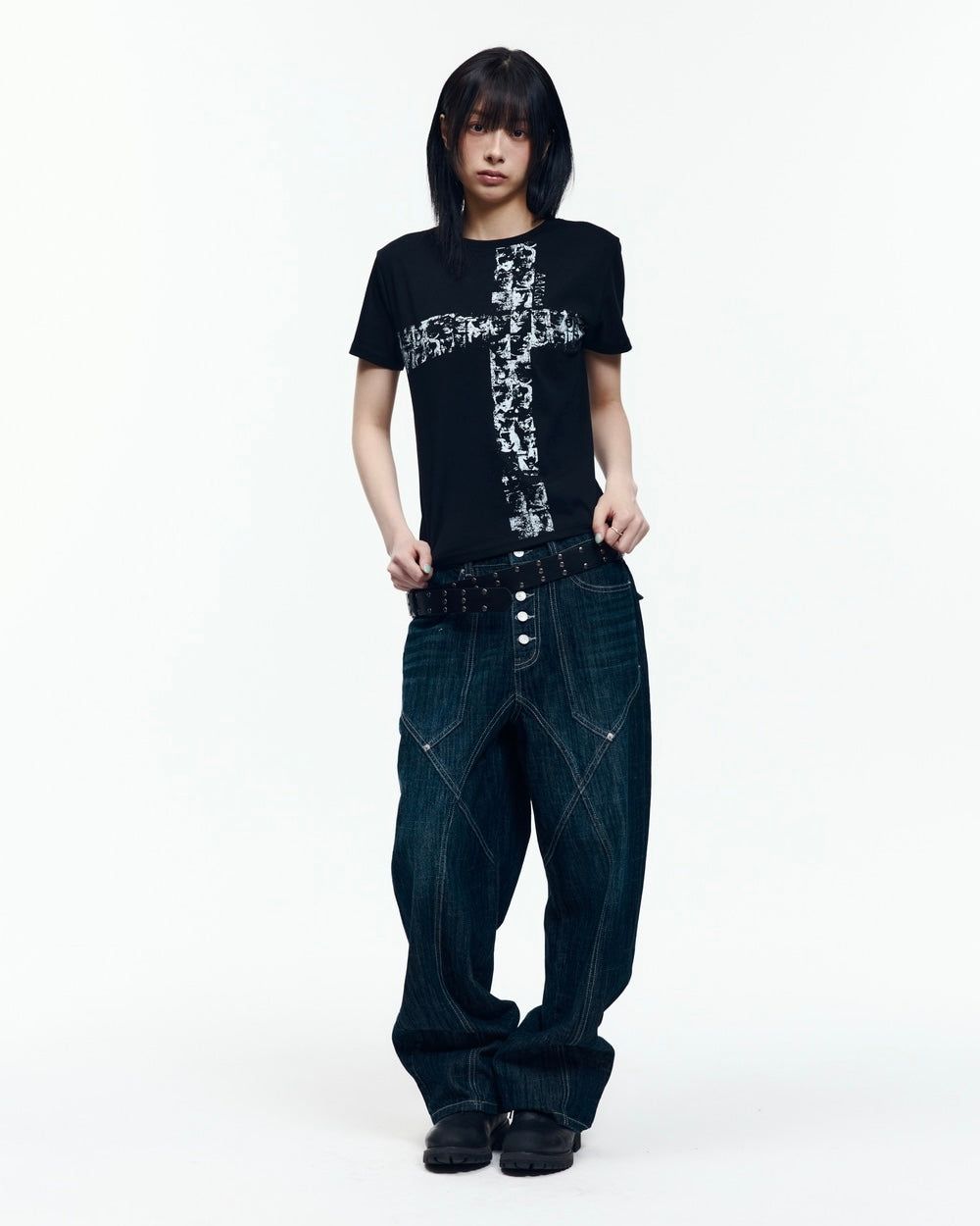 【AAKAM】Mosaic Cross Half Top