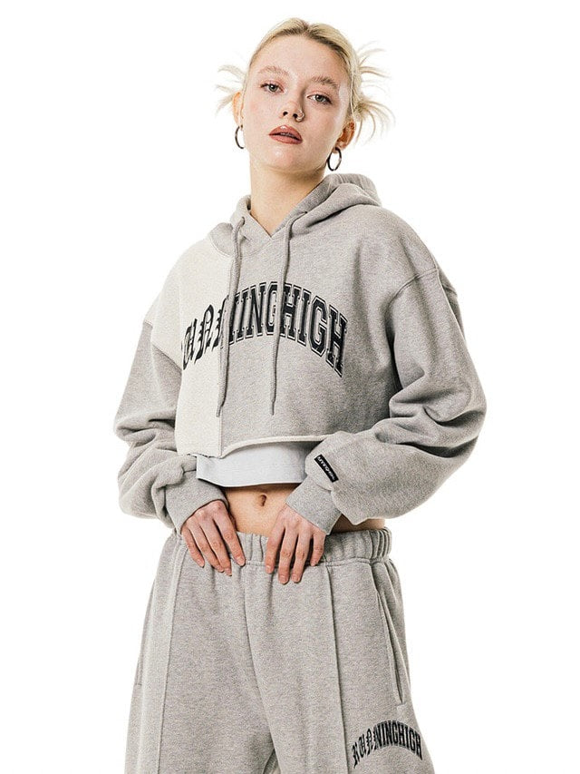 【running high】ARCH LOGO LAYERED CROP HOODIE