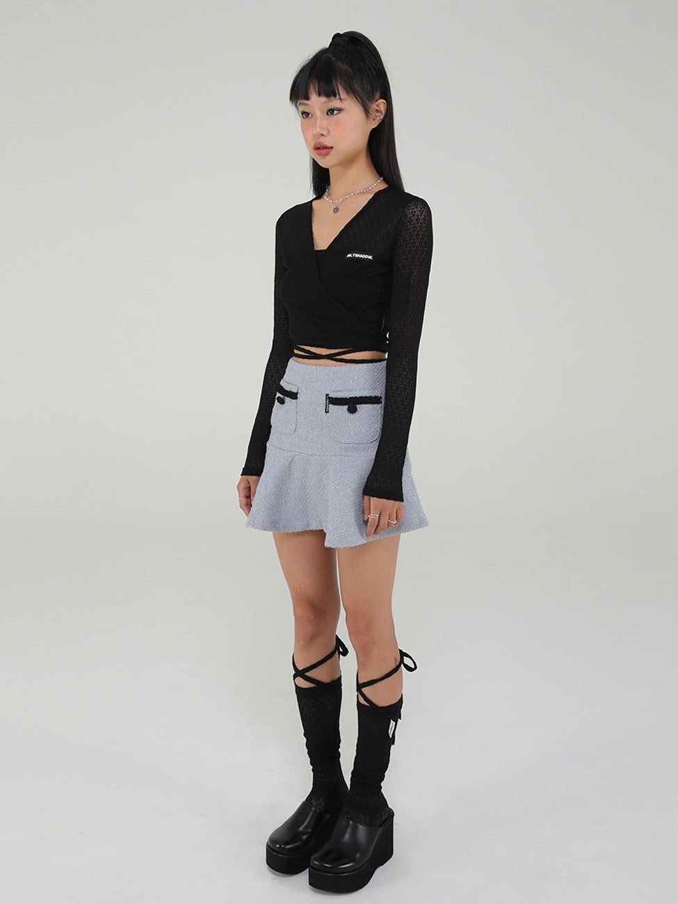 12/21 20:00 再販【Uglyshadow】LACE LONG SOCKS (5color)