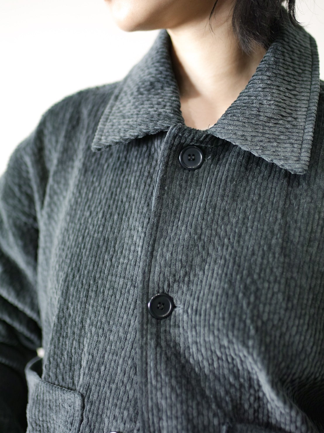 受注制【Chikashitsu +】set up design corduroy cropped jacket (3color)