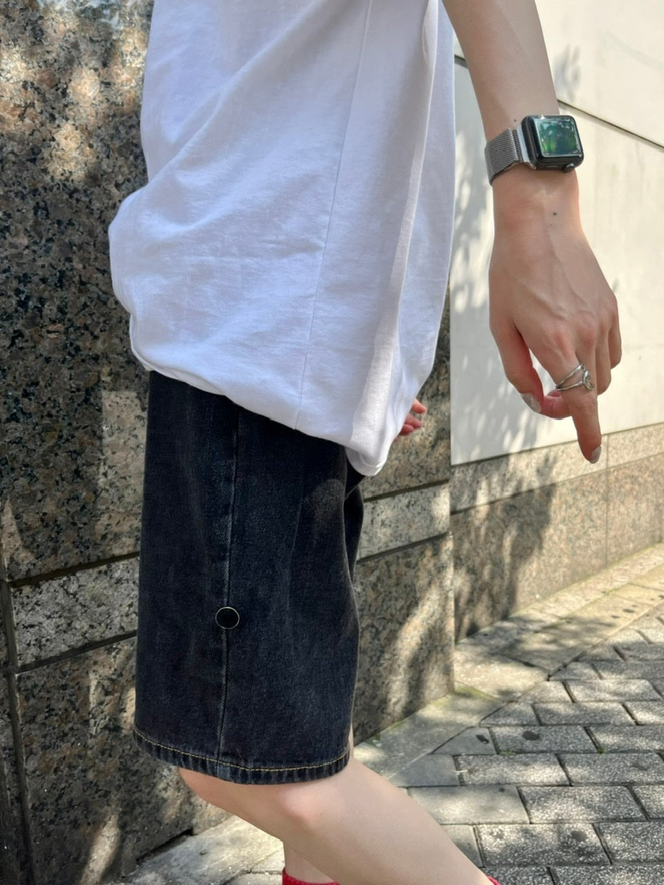 受注制【Chikashitsu +】docking 2way denim pants
