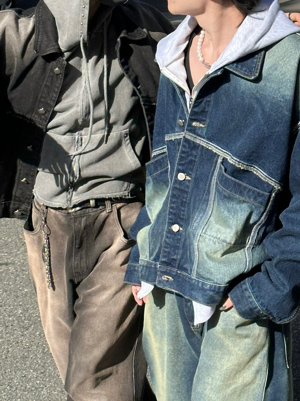 受注制【Chikashitsu +】vintage wash denim jacket (2color)