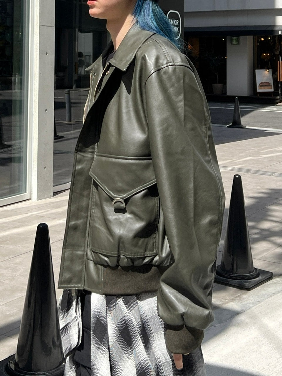 大阪店WEB限定【Chikashitsu +】double pocket leather jumper (3color)