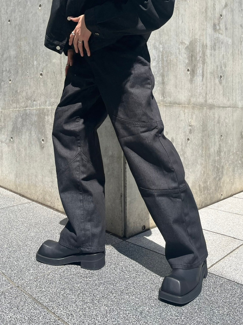 受注制【Chikashitsu +】set up design denim pants (2color)