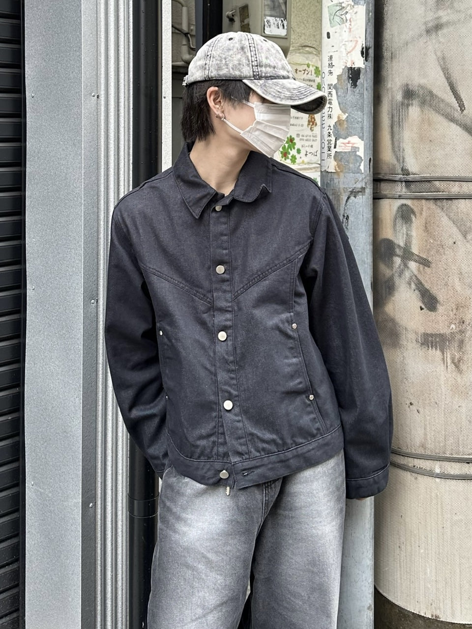 受注制【Chikashitsu +】set up design denim short jacket (2color)