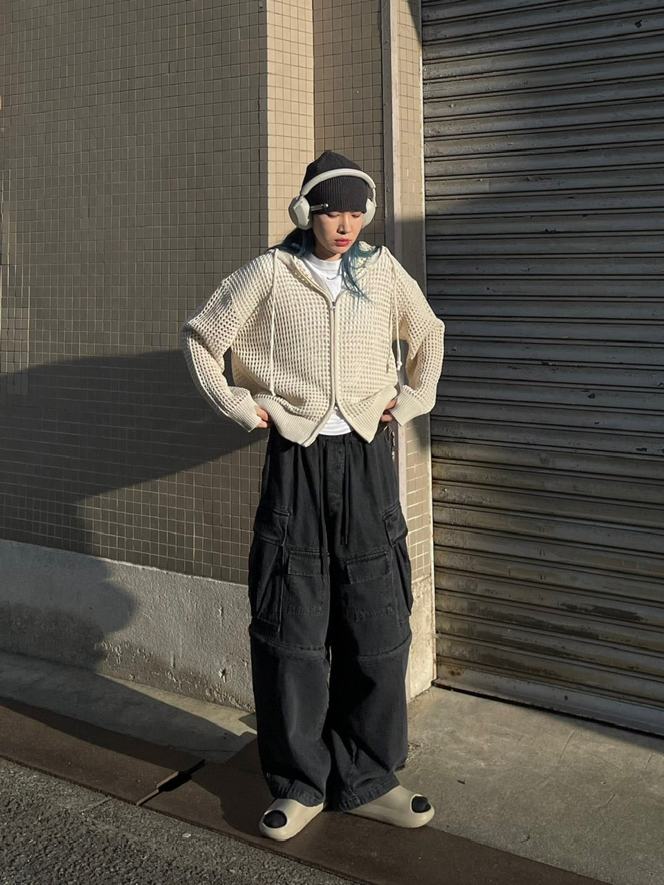 受注制【Chikashitsu +】2way heavy pocket denim cargo pants (2color)