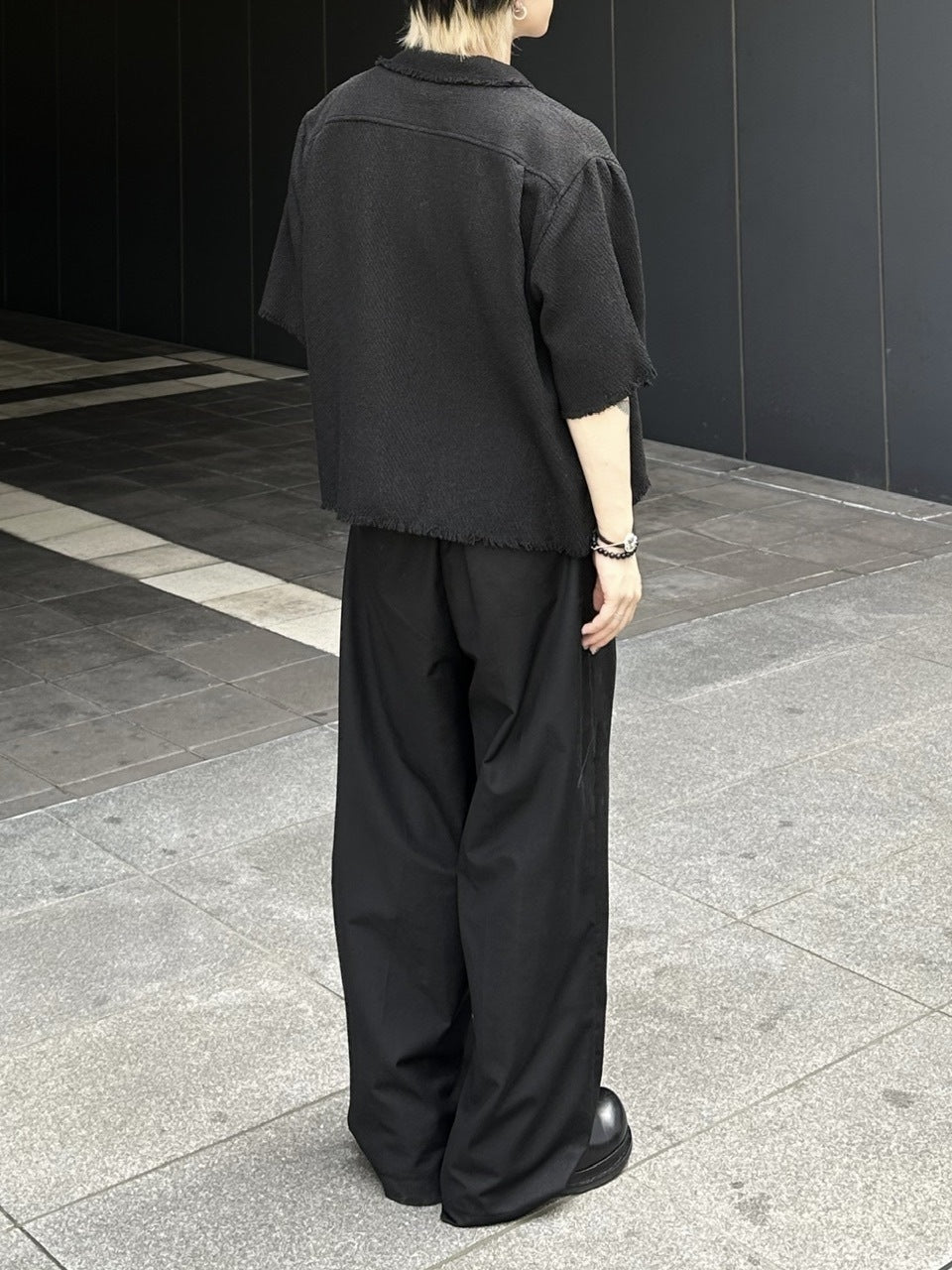 大阪店WEB限定受注制【Chikashitsu +】tweed cropped shirt (2color)