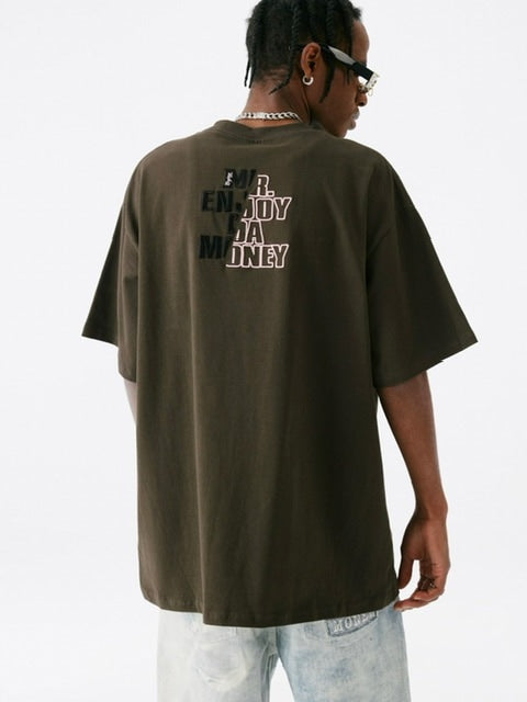【MR. ENJOY DA MONEY】Cutting font short sleeves
