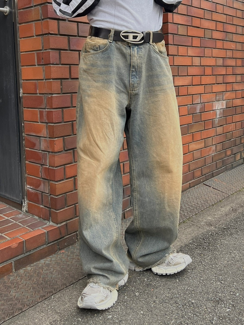 受注制【Chikashitsu +】vintage faded wash denim pants