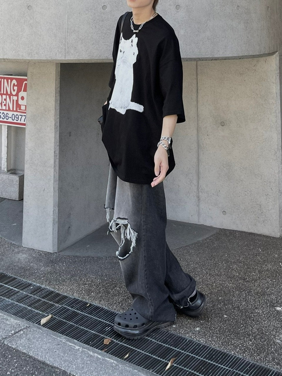 大阪店WEB限定【Chikashitsu +】vintage crash denim pants (2color)