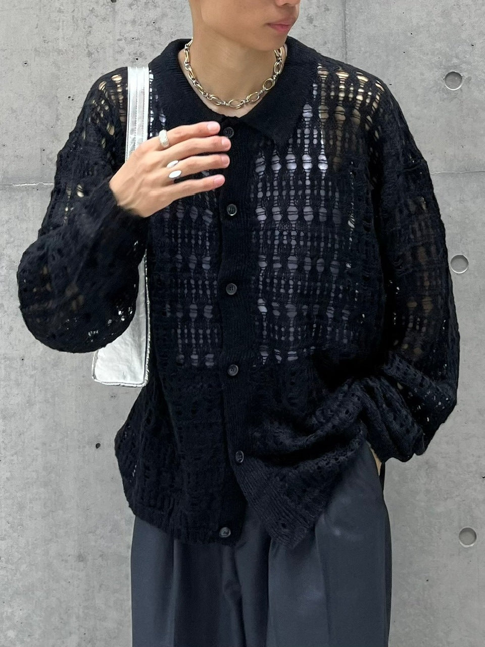 受注制【Chikashitsu +】pastry collar knit cardigan (5color)