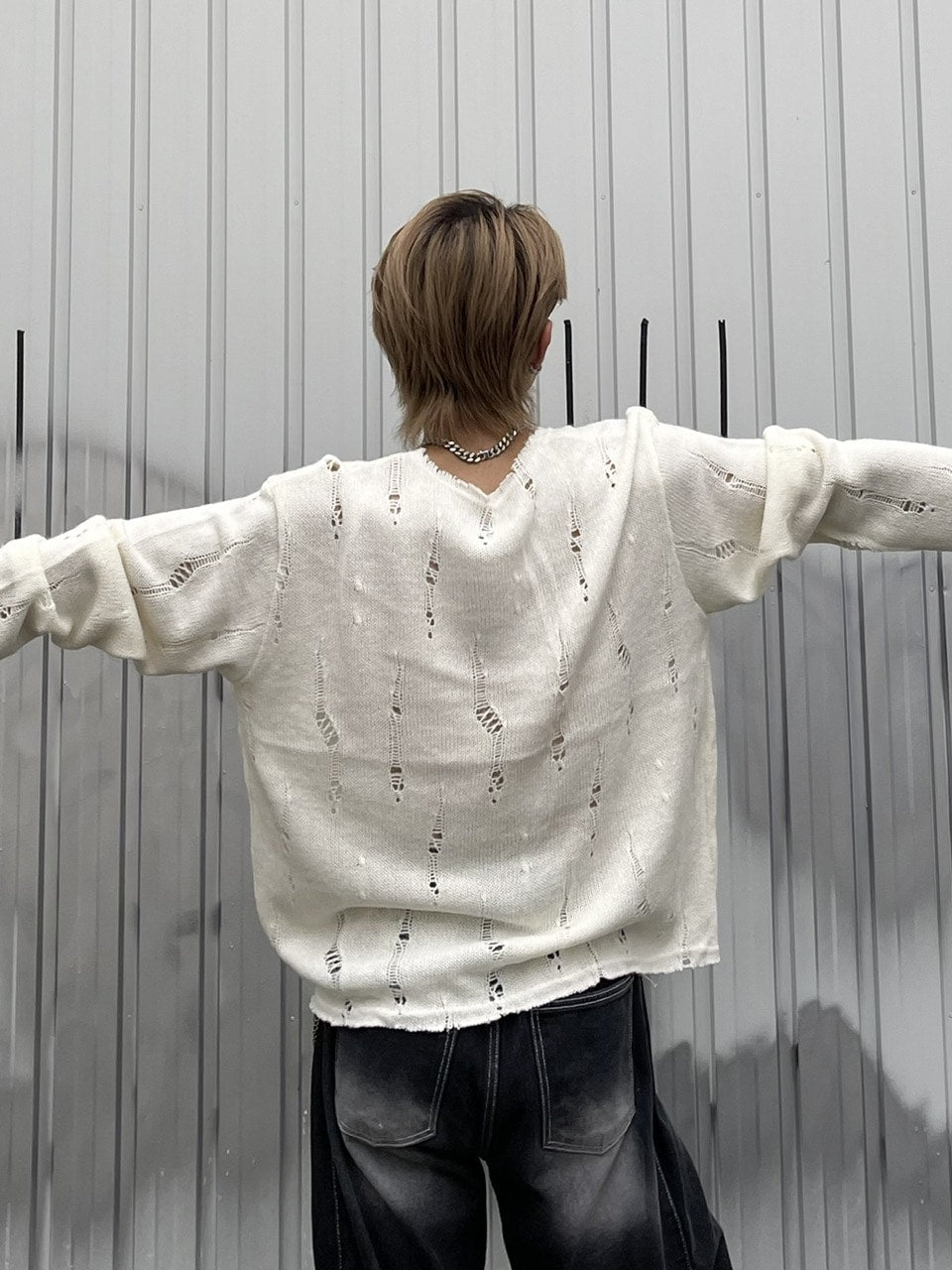 大阪店WEB限定受注制【Chikashitsu +】damage mohair knit (3color)