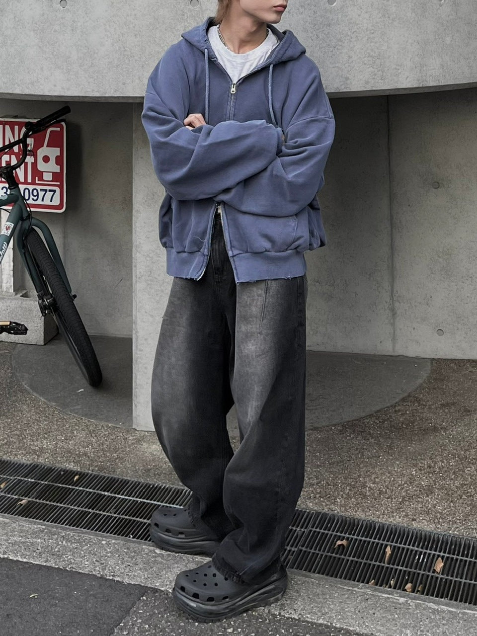 大阪店WEB限定受注制【Chikashitsu +】washing wide denim pants (2color)