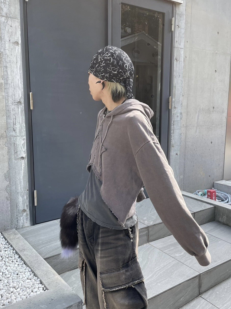 【Never mind the XU】star zip up crop hoodie (3color)